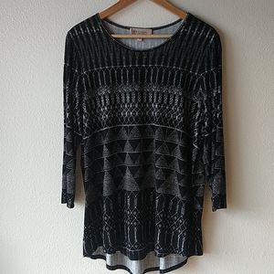 Philosophy Republic Clothing Plus Size Black & White Top Shirt Long 0X